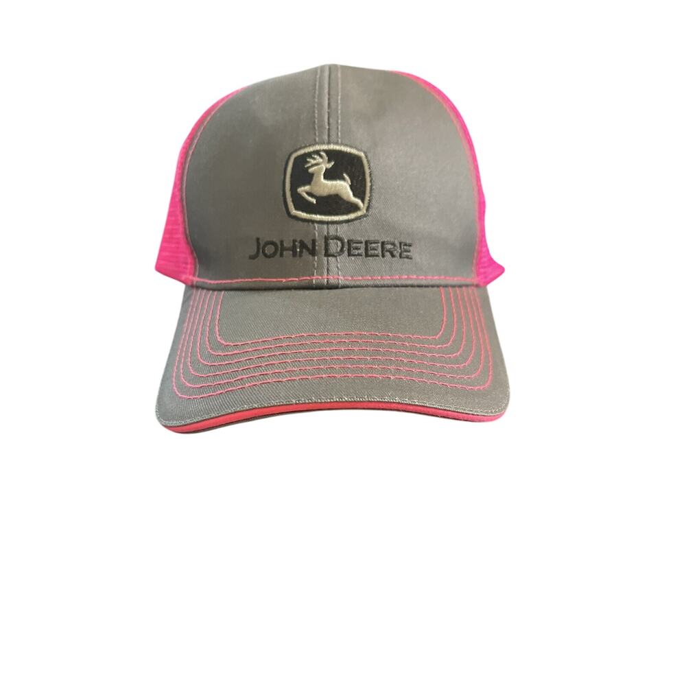 JOHN DEERE Snapback Gray Pink Mesh NWOT‎ Trucker Hat Baseball Cap Tractor Farm